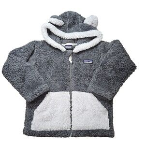Patagonia Jacket Toddler 2T Gray Furry Friends Sherpa Fleece Bear Ears Hood